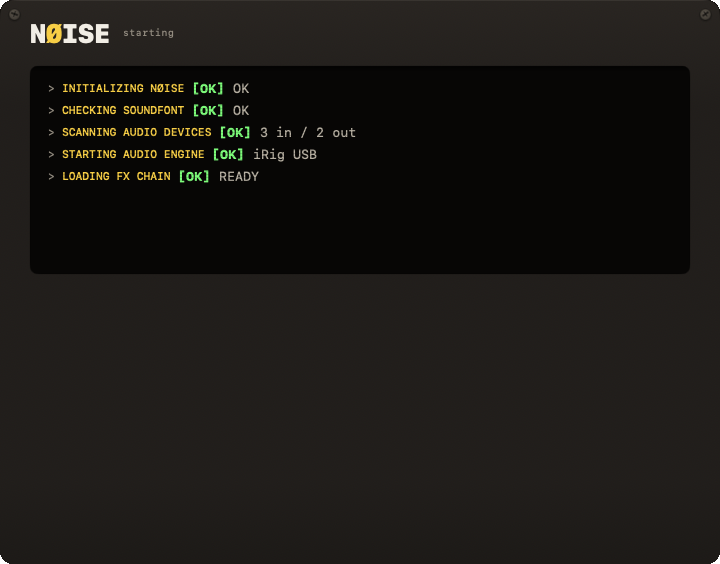 Startup screen running through its checklist