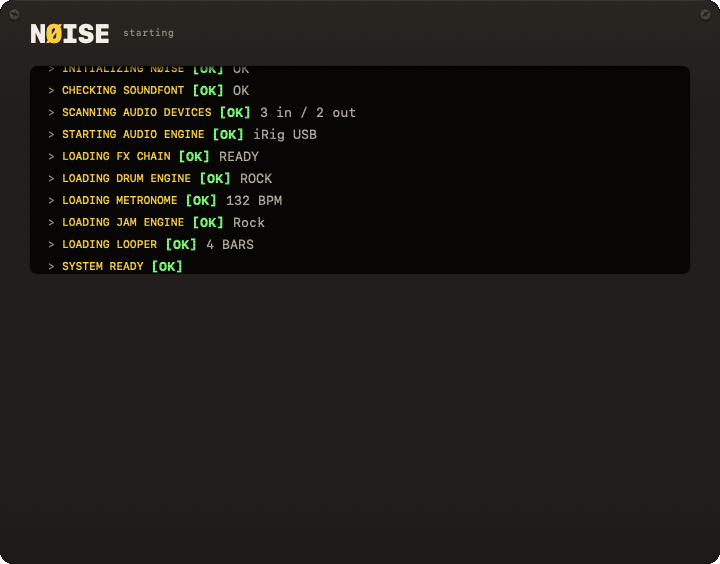Startup screen after a fully successful run