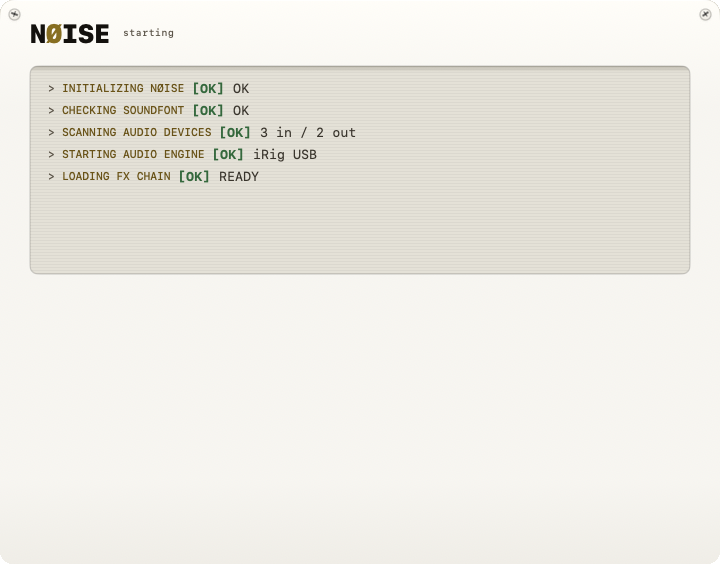 Startup screen running through its checklist